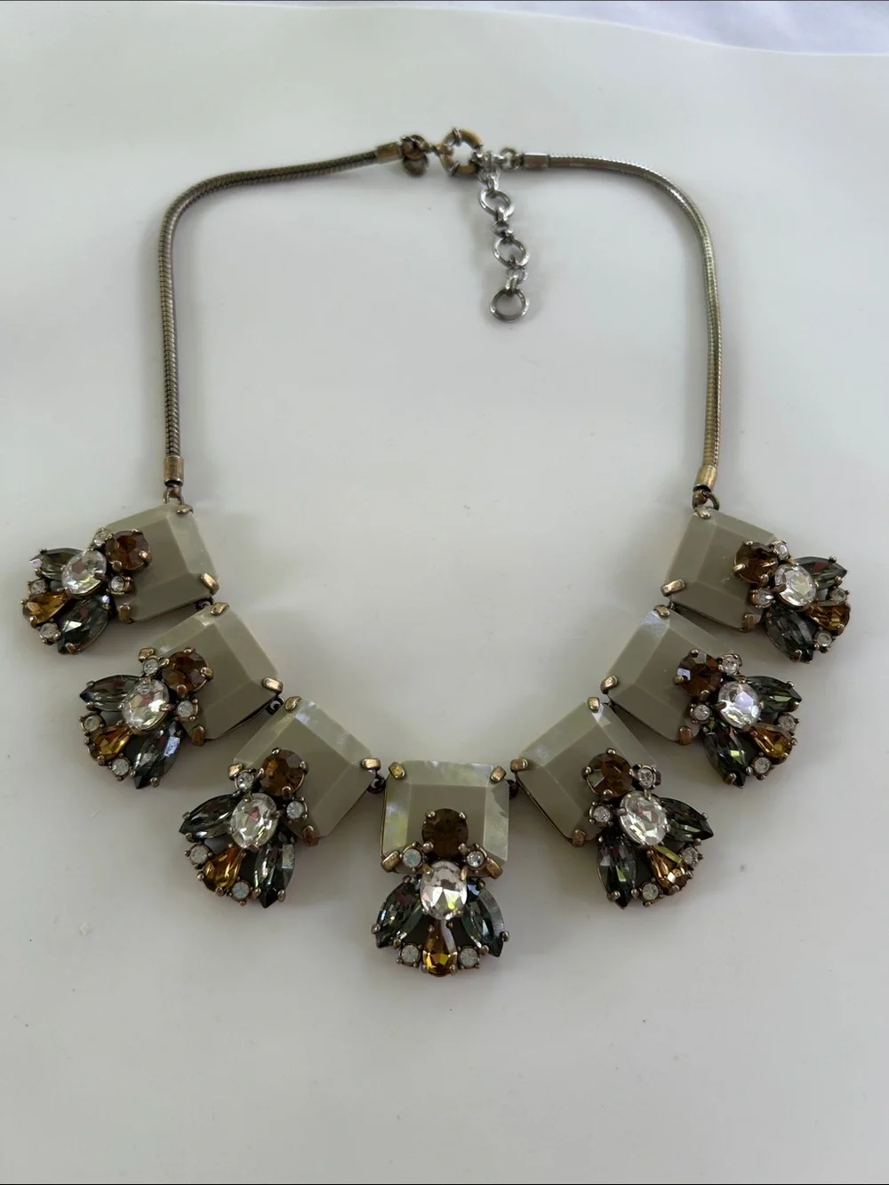 J. Crew Enamel & Rhinestone Cluster Statement Necklace